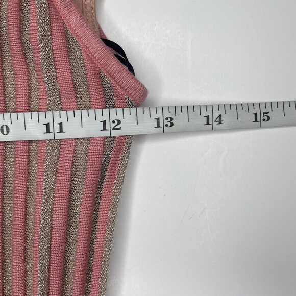 H&M Pink & Silver Metallic Pleated Midi Dress Shimmer Knit Cami Size Medium - Picture 10 of 14
